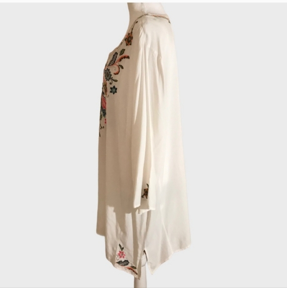 J. Jill sz 3X Floral Embroidered Long Sleeve Split Neck Tunic - Picture 5 of 11